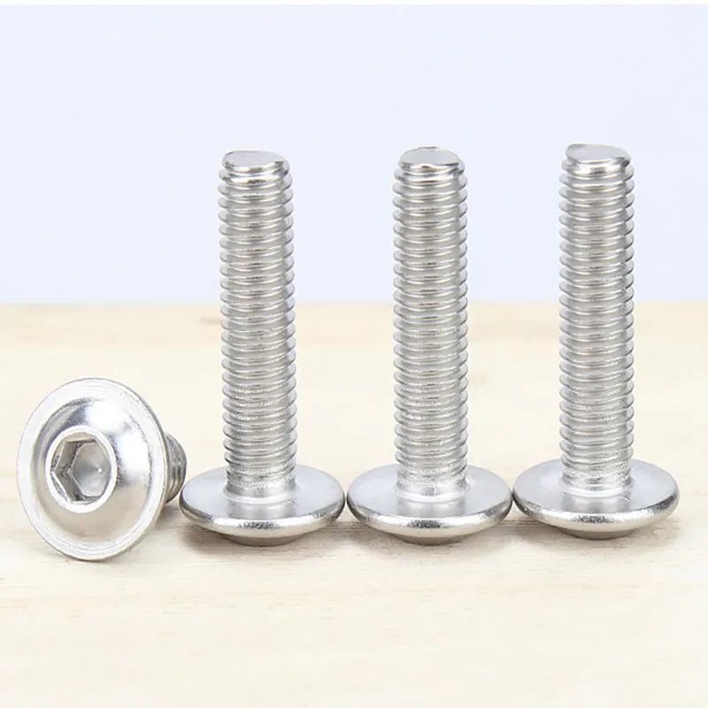 1/50ps M2 M2.5 M3 to M12 304 Stainless Steel ISO7380.2 Hex Hexagon Socket Round Button Flange Head With Washer Collar Screw Bolt