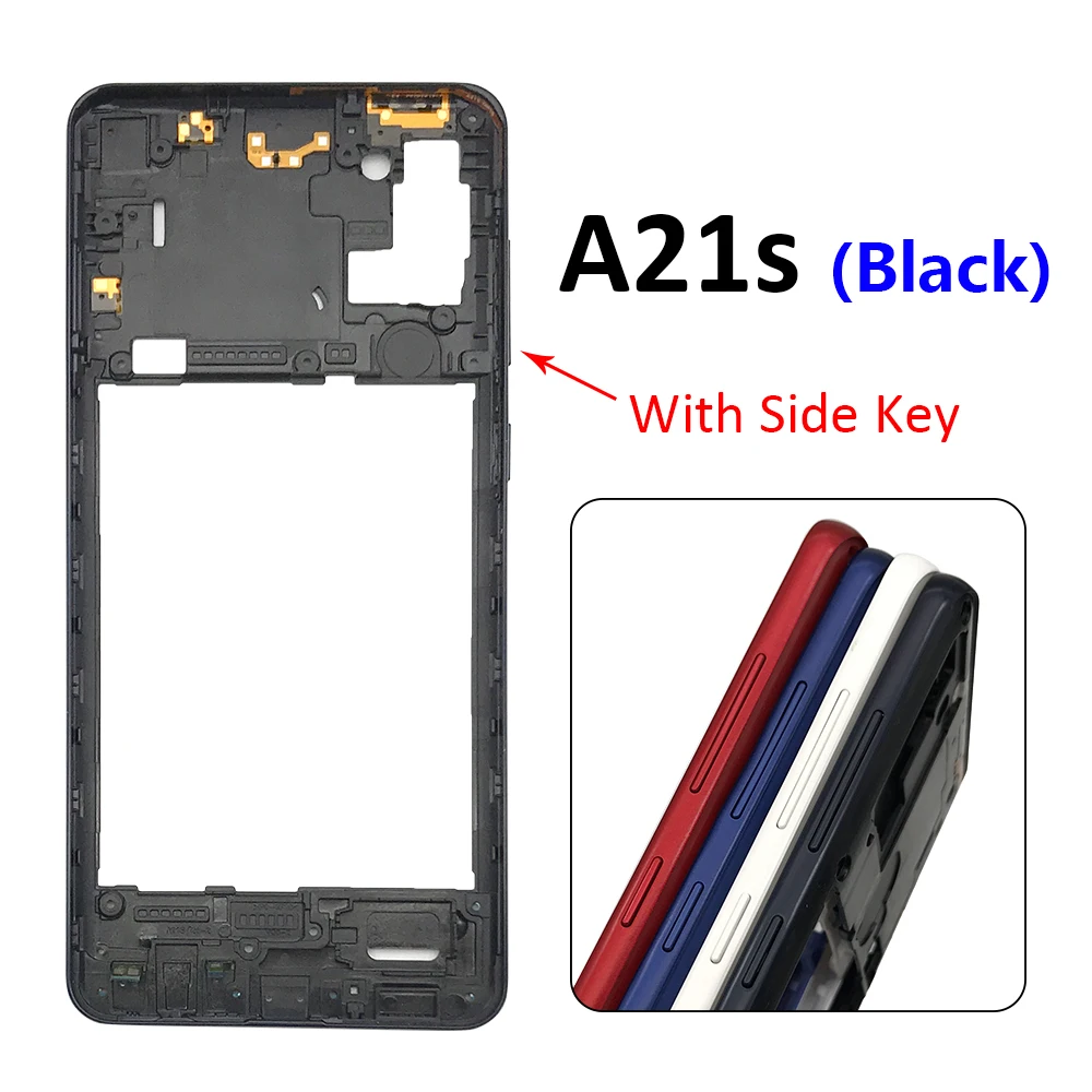 NEW Housing Middle Frame Bezel Middle Plate Cover With Volume Power Button Side Key For Samsung A21S A31 A41 A70S