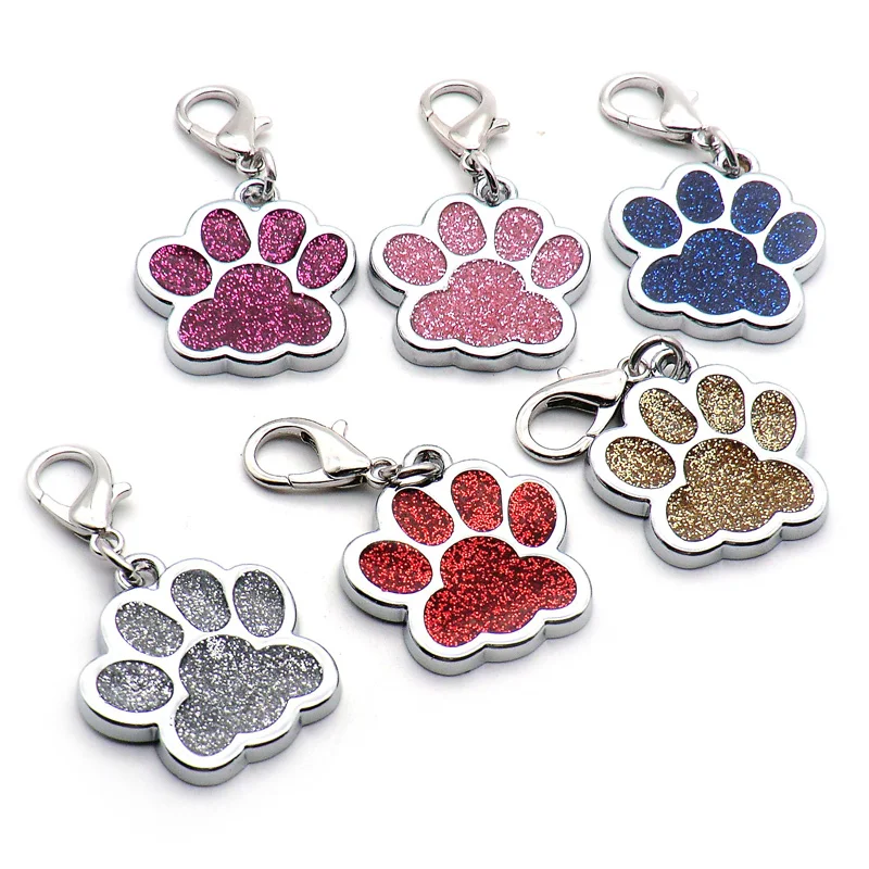 Wholesale 100 Pcs Paw ID Dog Tag Pendants Pet Dog Accessories Dog ID Tags Puppy Pet Card Pet Collar Pendant For Pet Dog Supplies