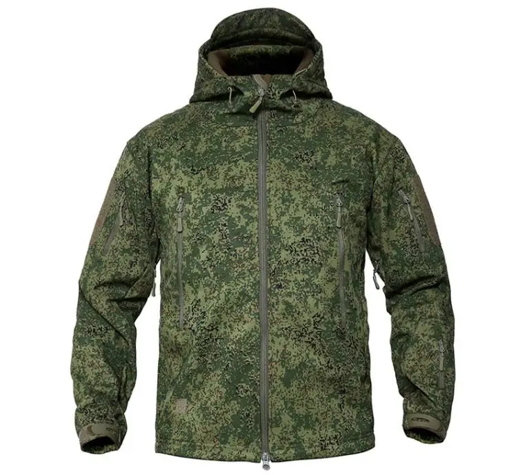 Russian Jungle Digital Camouflage Jacket Winter Plus Velvet Waterproof Hoodie Outdoor