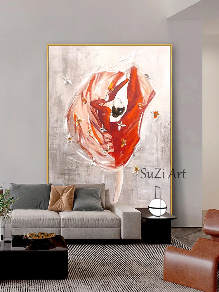 

Large Hand Painted Oil Painting Modern Abstract Art Dancer Canvas Oil Painting For Living Room Wall Picture Home Decor Piece