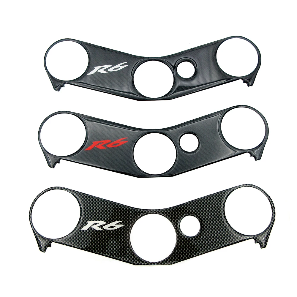 

Motorcycle Carbon Fiber Look Stickers R6 3D Logo Faring Decals Triple Tree Top End Front Upper Clamp For Yamaha YZF-R6 2006-2016
