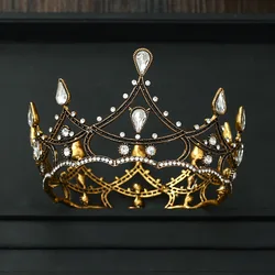 Crystal Rhinestone Round Crown Baroque Vintage Tiara And Crown Women Crown Tiaras Wedding Hair Accessories Bridal Hair Jewelry