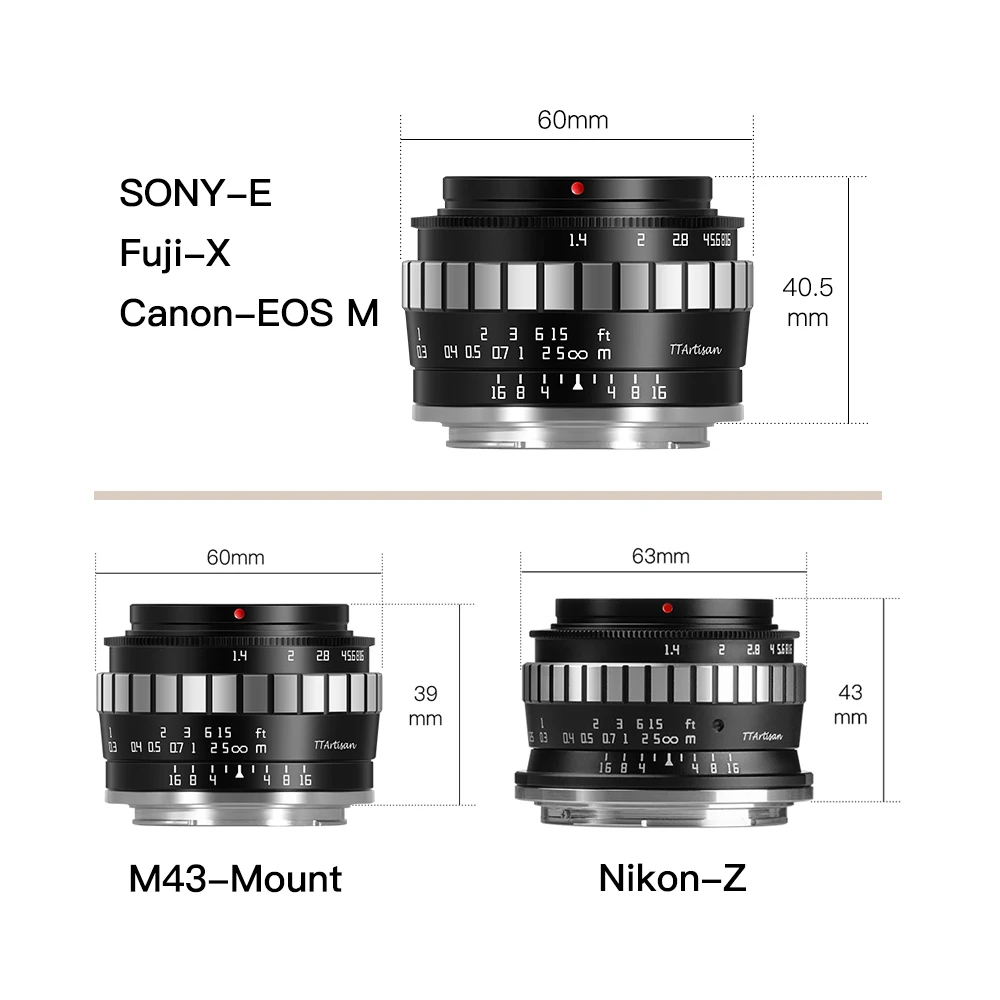 TTArtisan 23mm F1.4 APS-C Manual Lens for Sony E Fuji X Nikon Z M4/3 Canon RF R EF-M EOSM Olympus Panasonic Leica L Sigma Mount