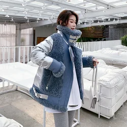 Winter Duck Down Coat Large Size Korean Female Lamb Wool Down Jacket Thick Glossy Warm Winter Jackets Women