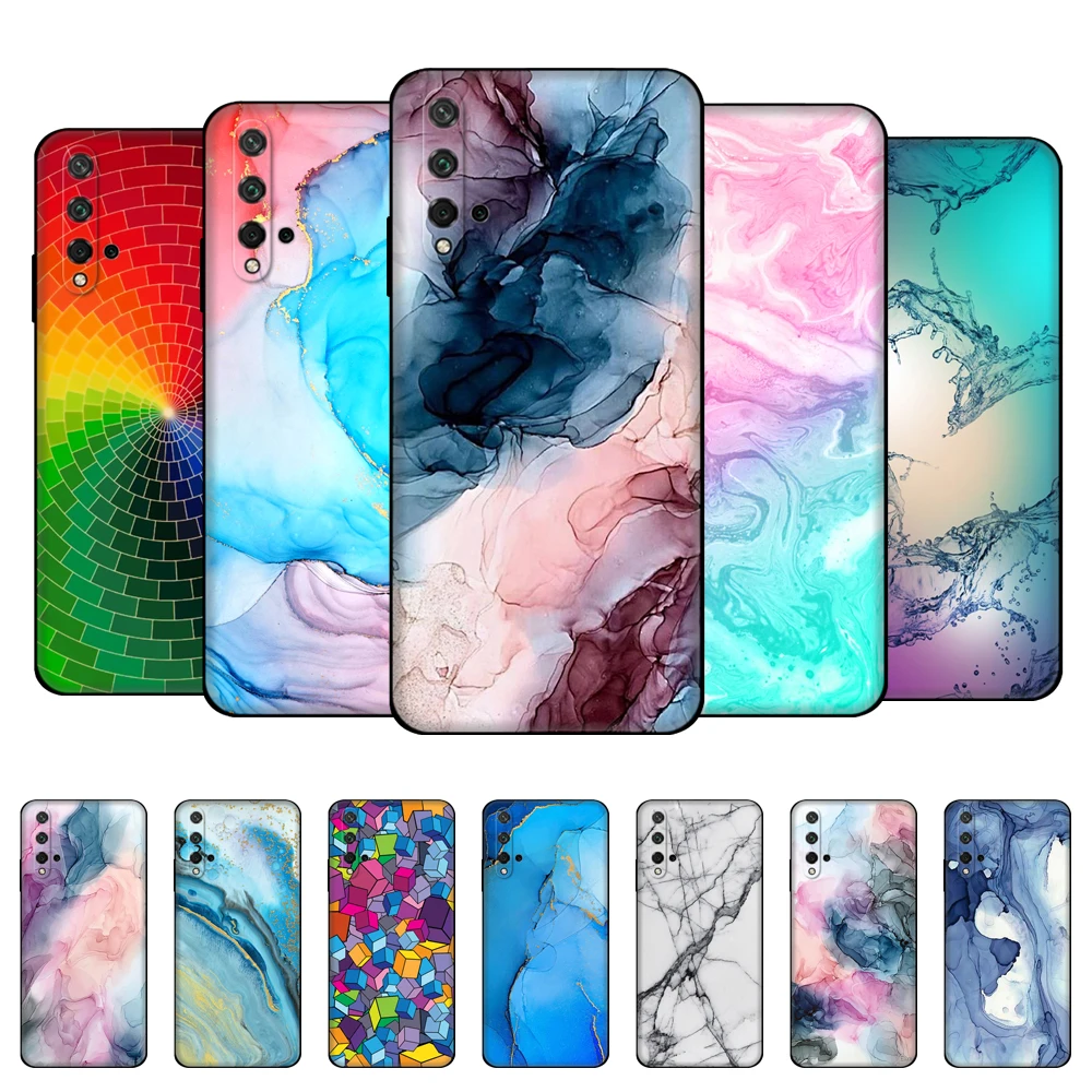 For Honor 20 Case Silicon Cover Phone Case For Huawei Honor 20 Honor20 YAL-L21 YAL-L41 black tpu case marble colorful fashion