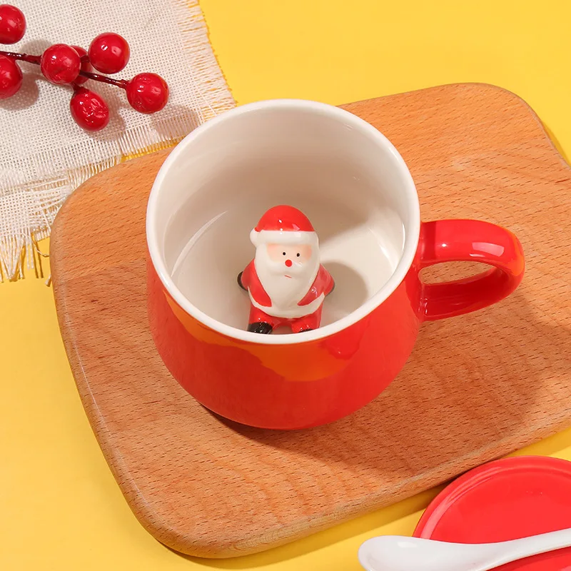 Cute cartoon Santa Claus Ceramic Water Cup Snowman Elk Coffee Cup Milk Cup American Couple Gift Cup - Image 5