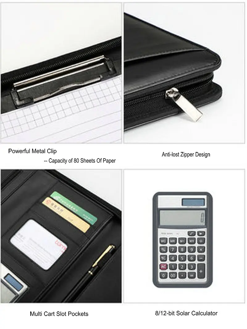 Imagem -04 - Multifuncional Portafolio a4 Conferência Pasta Calculadora Negócios Padfolio pu Couro Arquivo Pastas Alta Qualidade