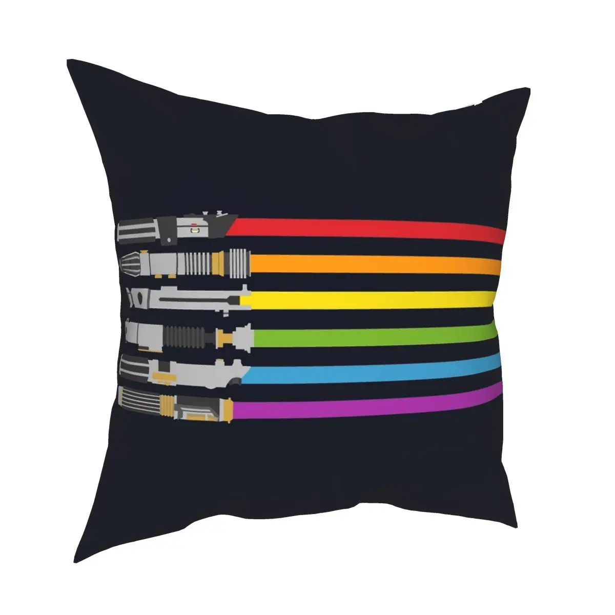 Lightsaber Rainbow Square Pillowcase Polyester Creative Zip Decor for Room Cushion Case