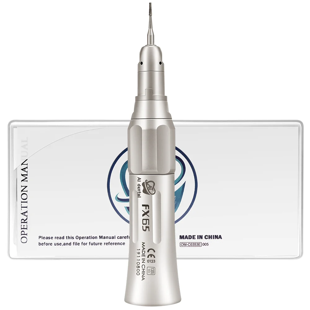 AI-FX65 Straight Handpiece Low Speed 1:1 Direct Drive With Clean Head System Dental Lab Equipment E-type Connection Motor