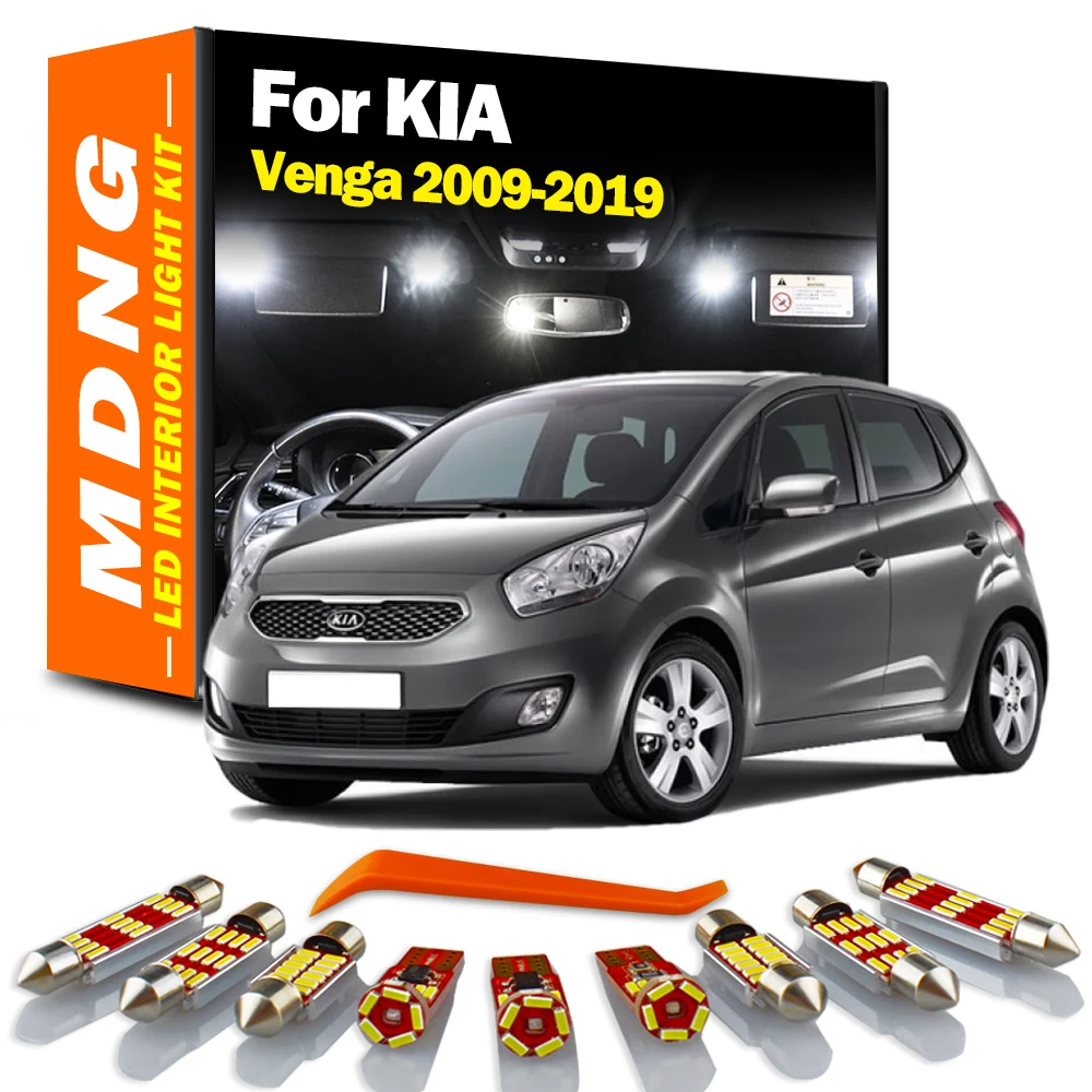 MDNG 11Pcs Canbus LED Interior Dome Map Luggage Plate Light Kit For KIA Venga 2009- 2014 2015 2016 2017 2018 2019 Accessories