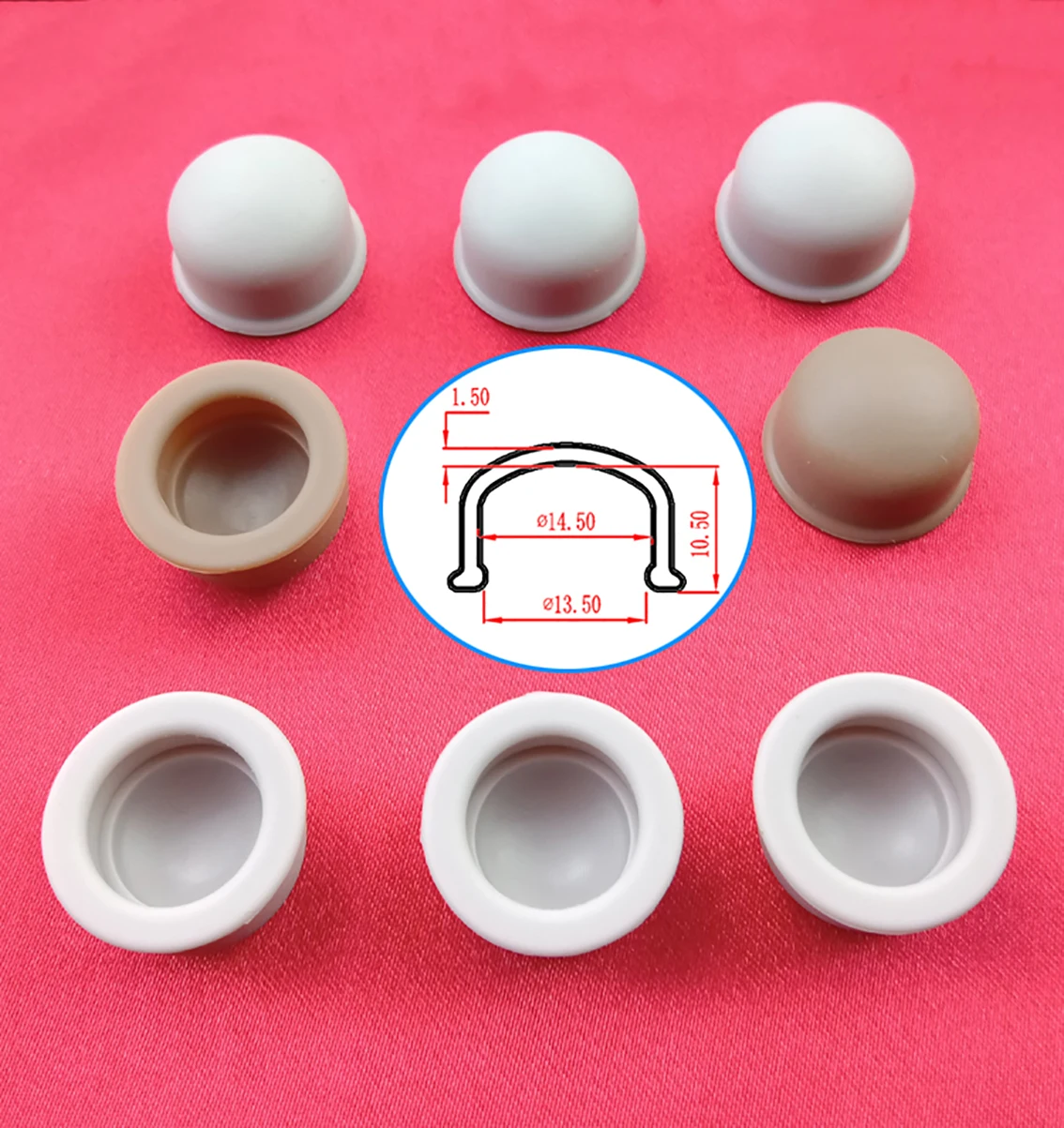 1Pcs 14.5mm Silicone Rubber End Caps Light Gray/Light Brown Plug Gasket Protect Caps Seal Stopper Protect Bush