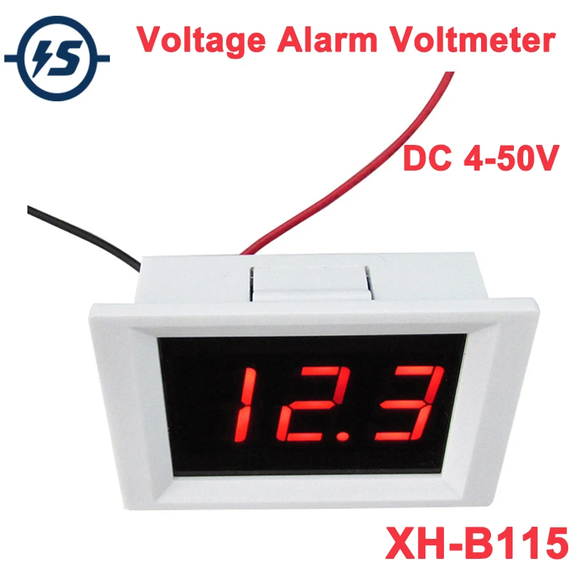 XH-B115 High Low Voltage Alarm Digital Voltage Meter DC 4-50V Upper and Lower Limit Alarm Real-time Display Current