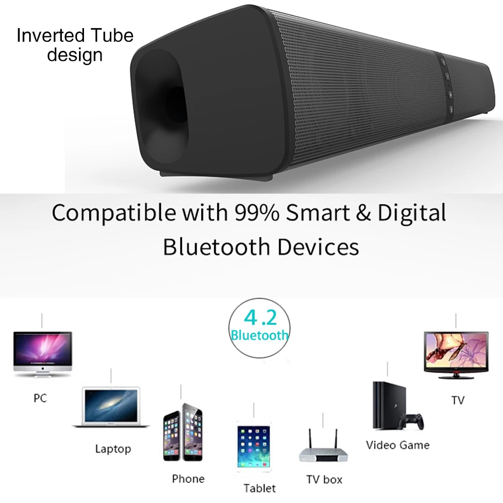 TV Speaker Wireless Bluetooth Speaker Separated Sound Bar Music Center Column For Computer Subwoofer For TV with Fm Radio TF AUX