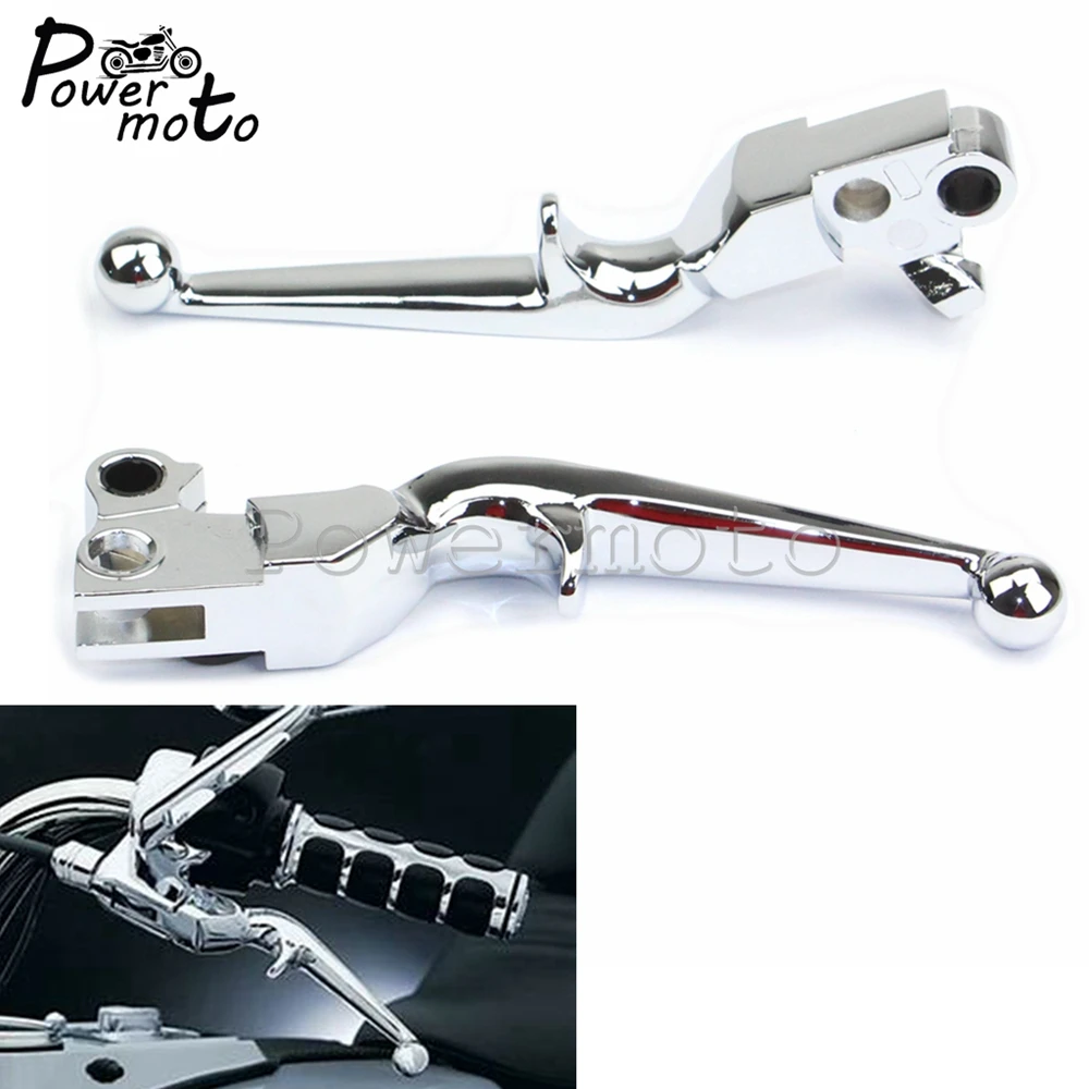 Chrome Motorcycle Aluminum Pump Handle Lever Brake Clutch For Harley Dyna Sportster XL883 XL1200 Softail Touring FLHR 1996-2010