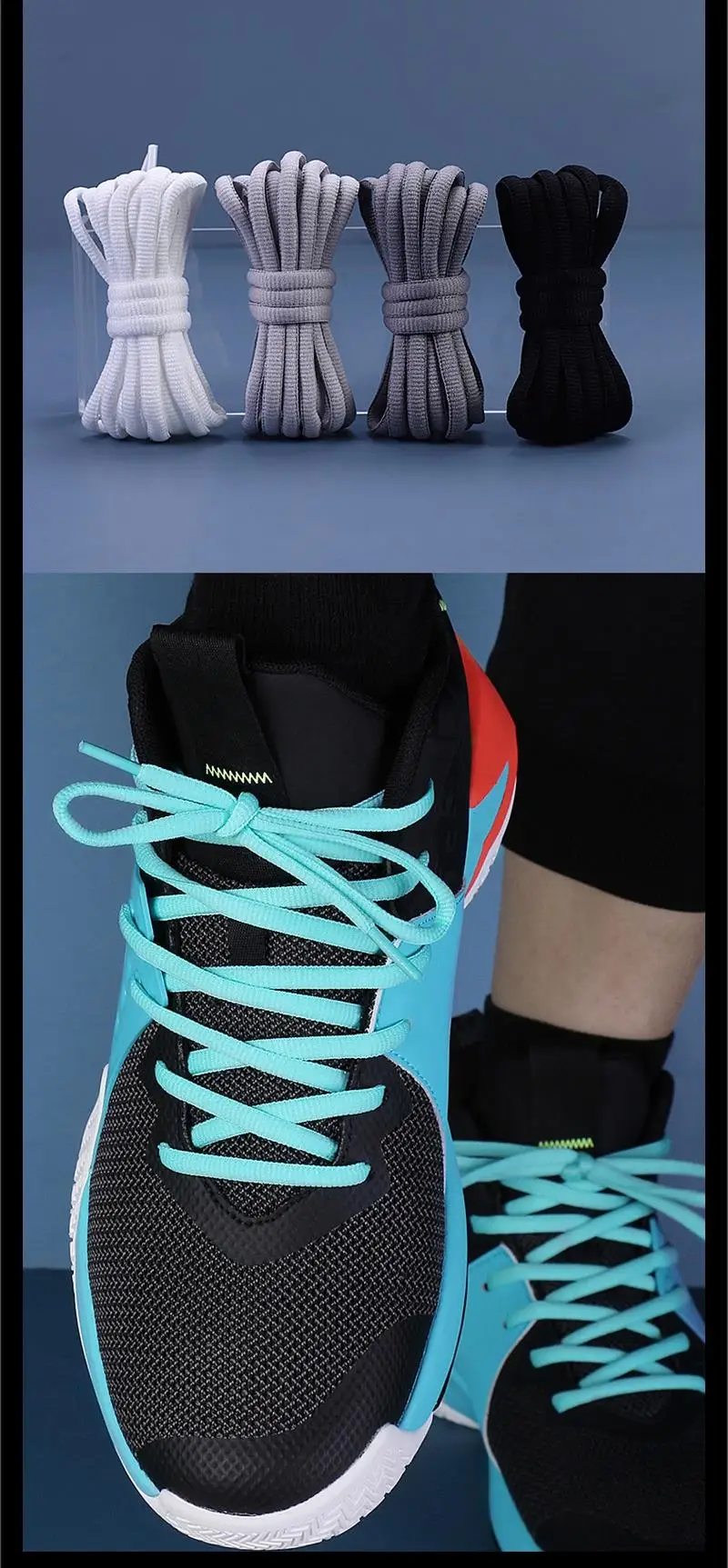 1 Paar ovale Schuhbänder, halbrunde Sport-Schnürsenkel für Laufschuhe, Sneaker, Schuhe, strapazierfähig, ohne Ausbleichen. – Detail 9