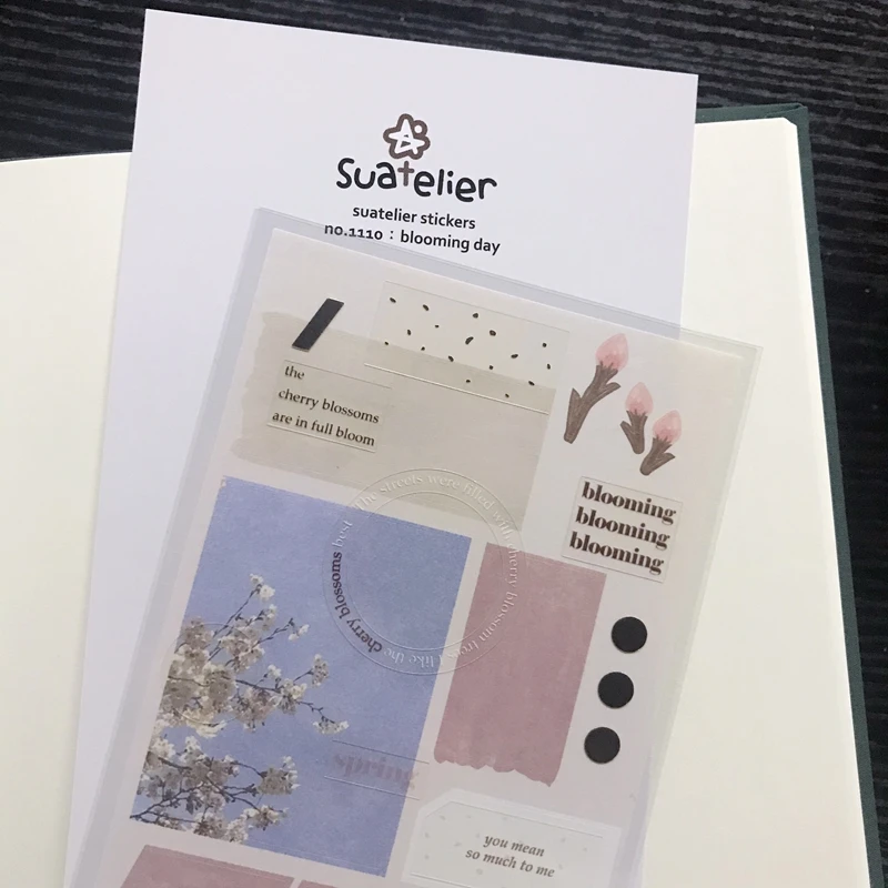 Suatelier Sonia PET Die Cutting Stickers INS Style Journal Planner Book Diary Decorative DIY Flower Label Scrapbooking Material