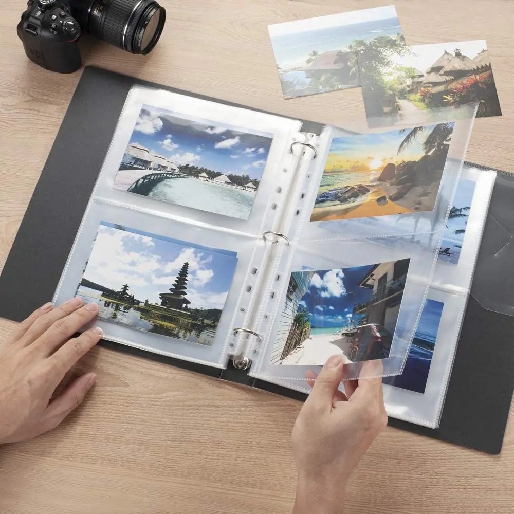 5 Pack Clear Photos or Postcards Page Protectors Plastic Photo Holder Sleeves for 3 Ring Binder Two 5'' x 7'' Pockets Per Page