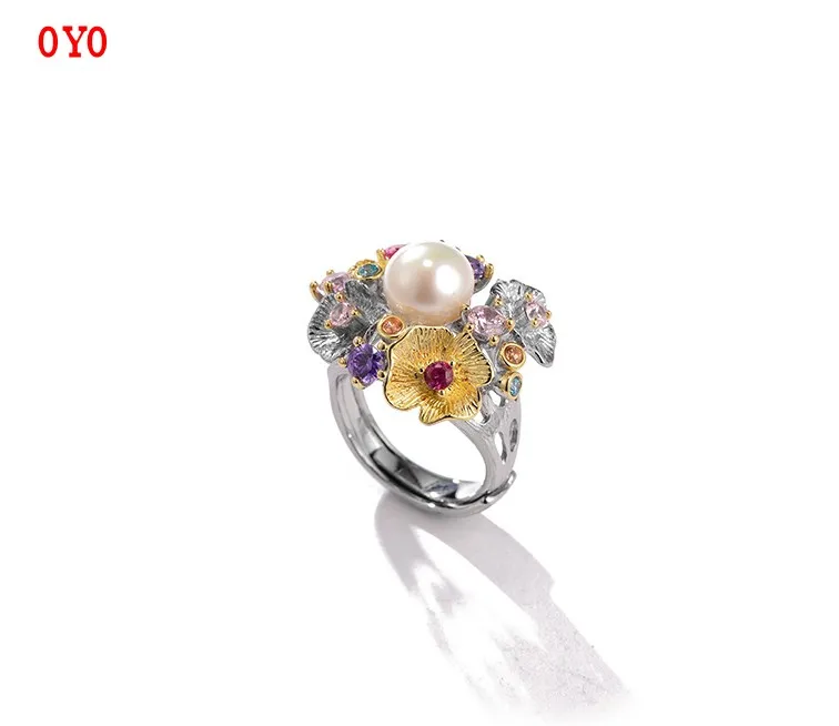 

2021 new style s925 silver freshwater pearl beautiful lady open ring