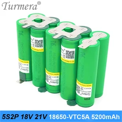 18650 Battery Pack 5S2P US 18650-VTC5A 5200mAh 35A 18V 21V Soldering Battery for Screwdriver Battery Shura customized Turmera F1