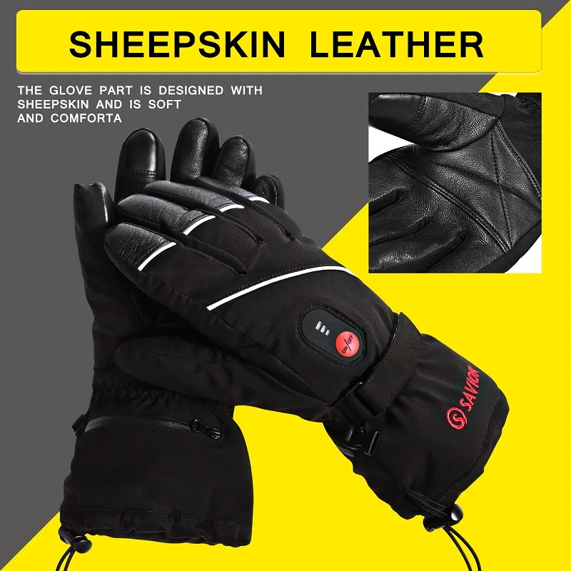 SAVIOR-guantes térmicos con batería recargable para hombre y mujer, manoplas térmicas para esquiar, montar en bicicleta, senderismo, caza y pesca, Invierno