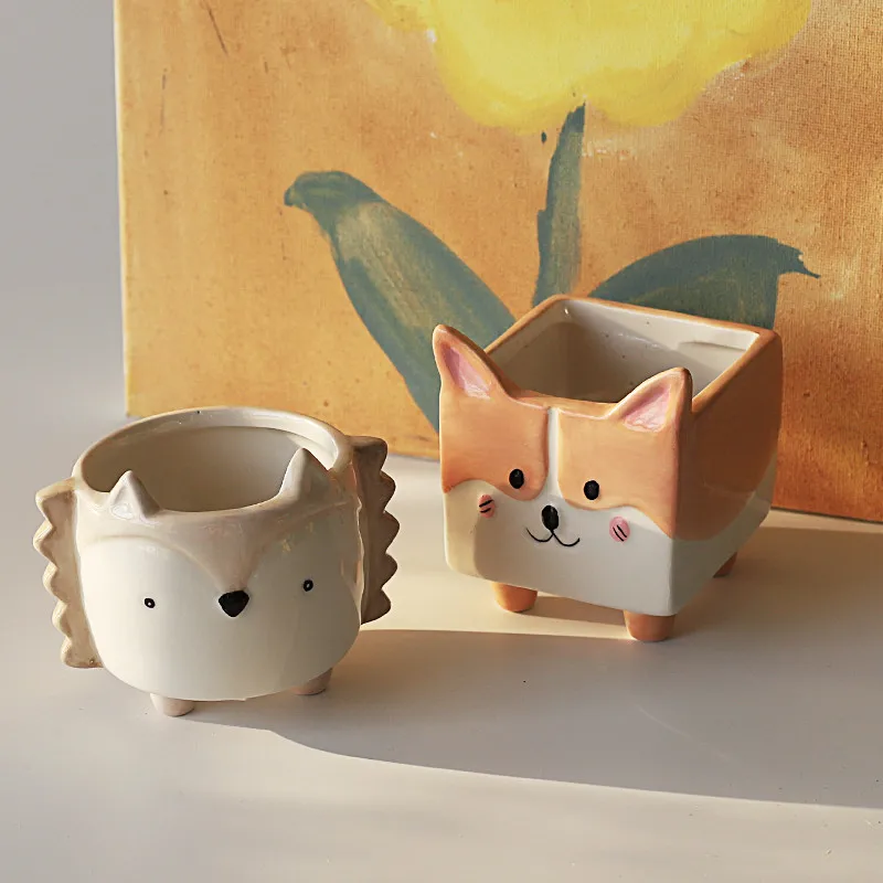 

Corgi plant pot balcony decorations Animal succulent maceteros bonsai pots Desk flowerpot decor kawaii planter blumentopf home