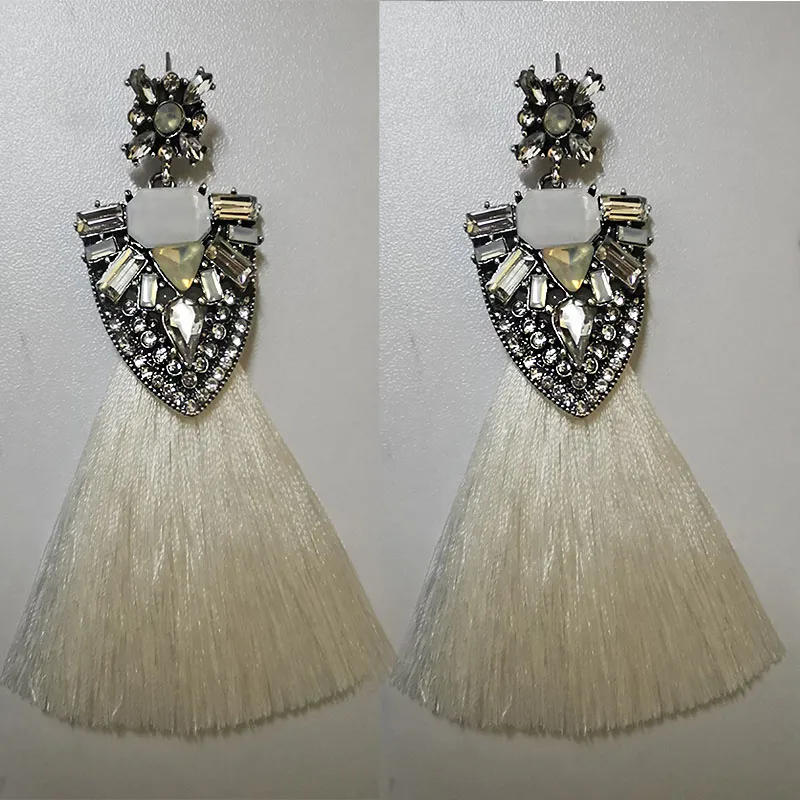 Bohemian Pink Long Tassel Earrings Vintage crystal Flower Drop Dangle Earrings For Women Wholesale Wedding christmas Jewelry