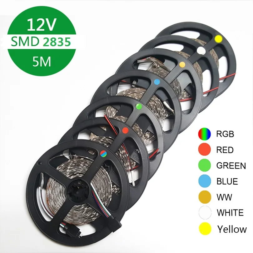 DC 12V RGB led strip Non-waterproof 1M 2M 3M 4M 5M led light strip 60LEDs/m diode tape SMD 2835 Flexible Ribbon RGB Stripe tape