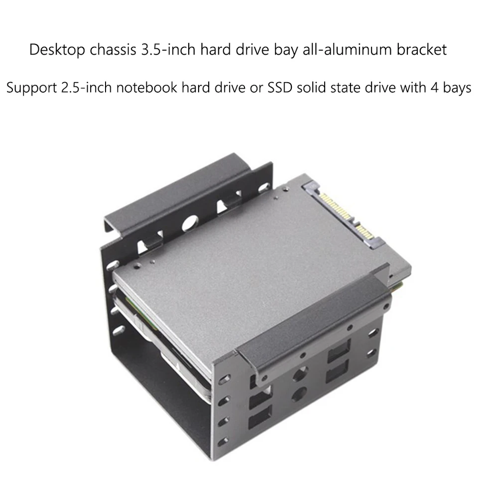 Cage De Disque Dur 4 Baies 2.5" – Rack Mobile 5.25" Pour SSD/HDD 9.5-12.5 Mm – Plug & Play Avec Ventilateur Silencieux