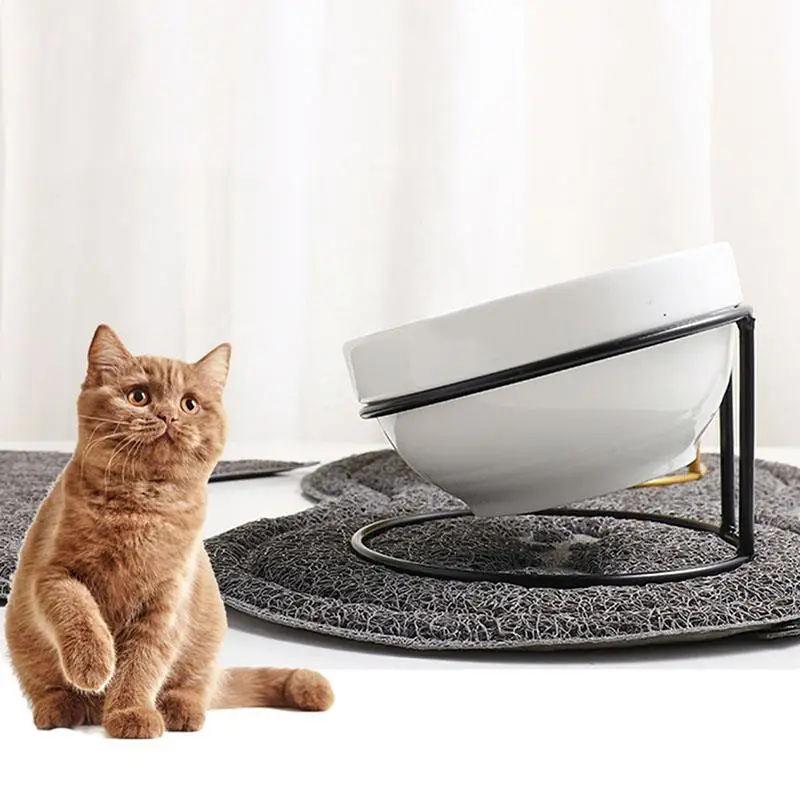 Pet Dish Holder Kitten Bowl Stand Iron Single Elevated Non-Slip Puppy Bowl Stand Durable Cat Bowl Holder Cats Dogs Accessories