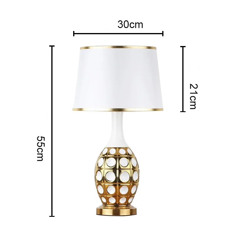 OURFENG Modern Bedside Table Lamp Ceramic Gold Desk Light LED Home Decorative For Home Living Room Office Bed Room