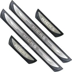 For Nissan Kicks Accessory 2025 2024 2023-2017 Blue Stainless Car Door Sill Scuff Plate Protector Trim Cover Entry Guard Styling