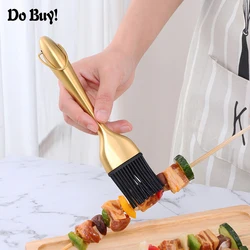 1 Pcs Oil Brushes Stainless Steel Silicone Kitchen BBQ Grilling Baking Cooking Brushes Barbecue Cooking Tools