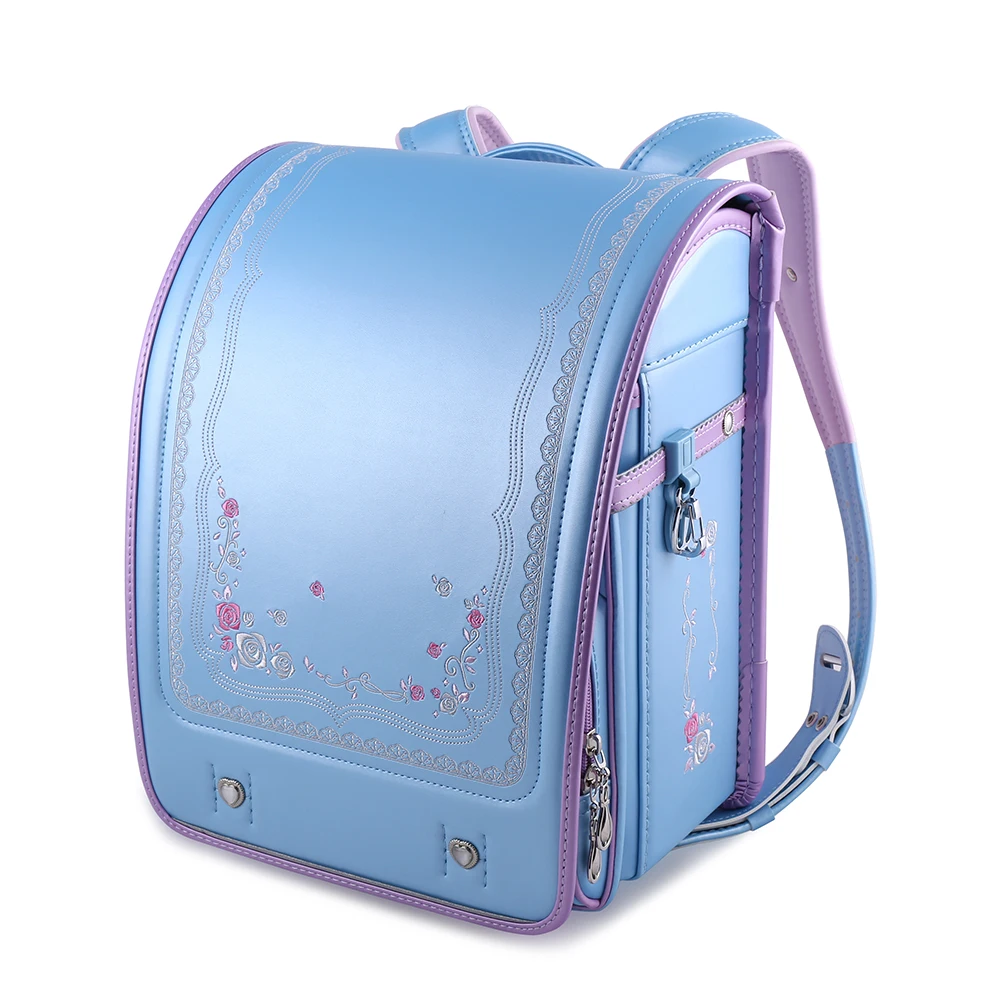 Coulomb 2021 High Quality Flower Patteren Embroidery Japanese Backpack Spine Protection Breathable Kid Children Randoseru рюкзак