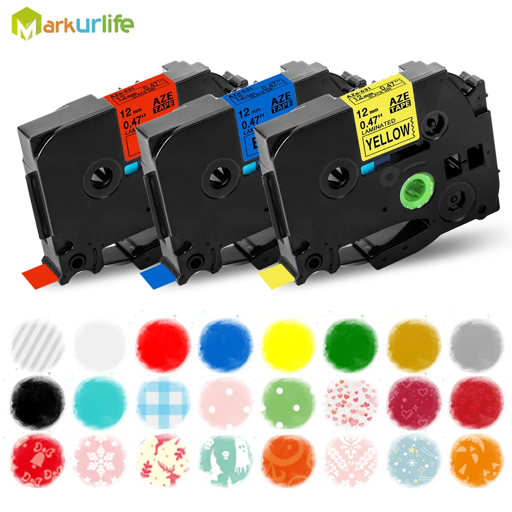 231 Labeling Ribbon 12mm*8M  Multicolor Laminated Label Tape 231 Compatible for Brother TT-H110 PT-D210 Label Maker Printer