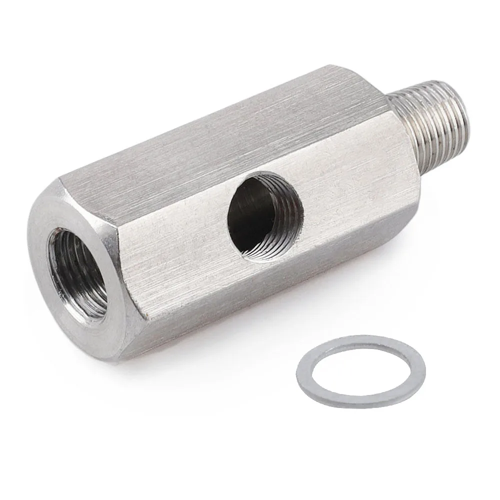 Stainless Steel 1/8\'\' BSPT Oil Pressure Sensor Oil Tee Fitting To NPT Adapter Turbo Feed Line Gauge T