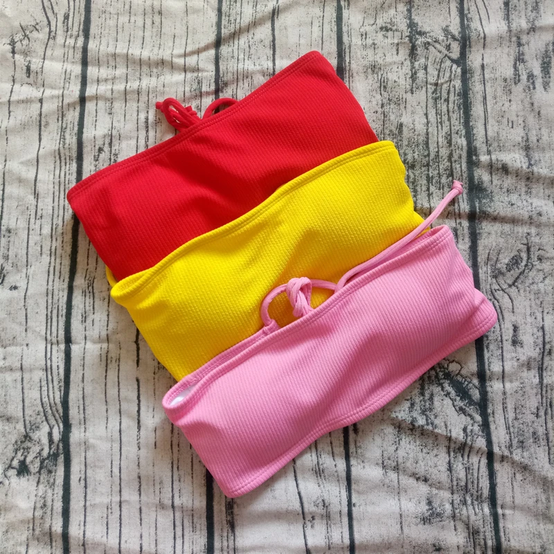 Bikini brasileño unicolor para mujer, traje De baño Sexy con hombros descubiertos, ropa De baño femenina, 2019