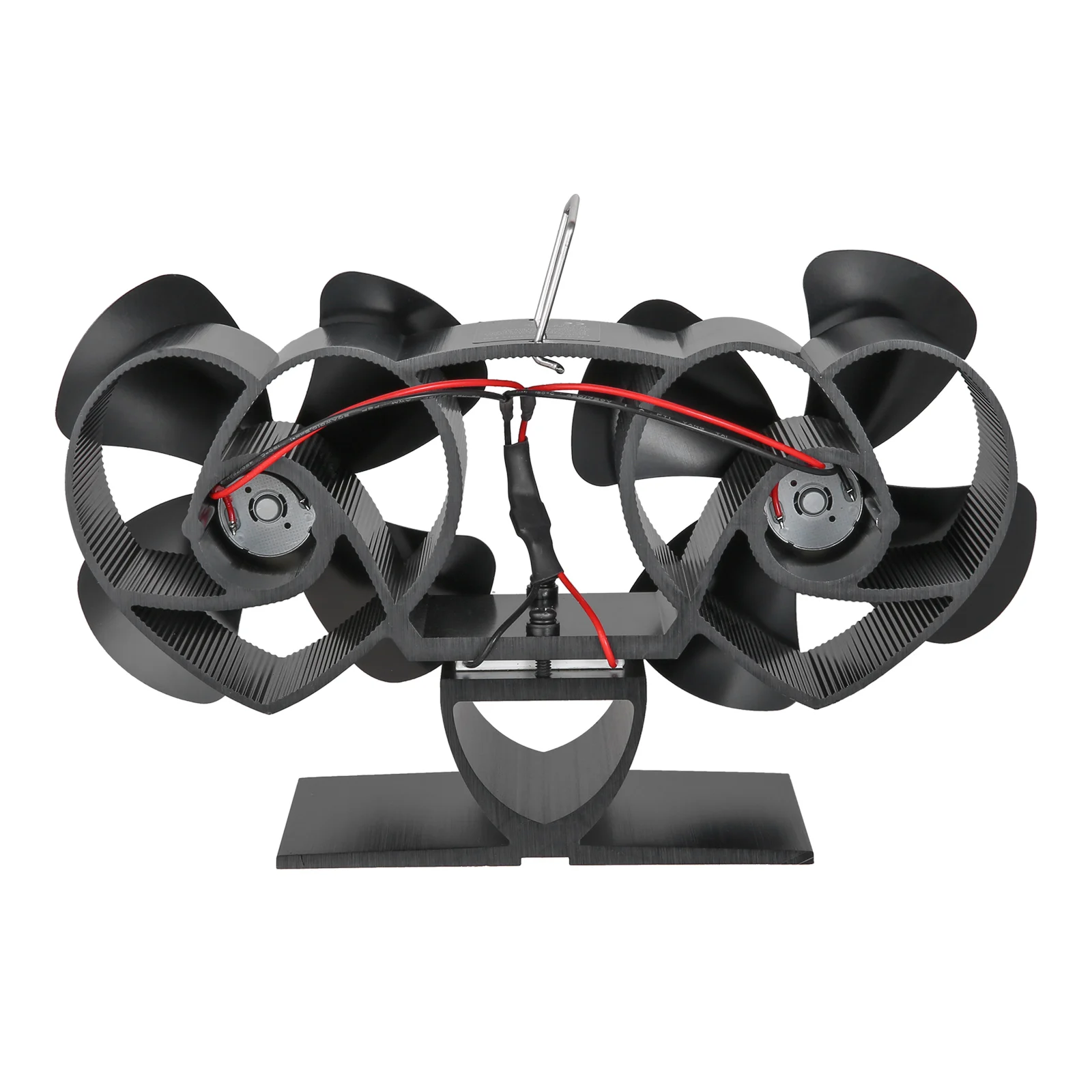 1 conjunto de cabeça dupla 8-blade lareira ventilador calor alimentado a lenha queimador eco fogão ventilador silencioso alta qualidade fogão ventilador