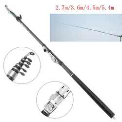 2.7m/3.6m/4.5m/5.4m Telescopic Rock Carp Fishing Rod 5/7/8/10 Sections Carbon Fiber Surf Spinning Pole
