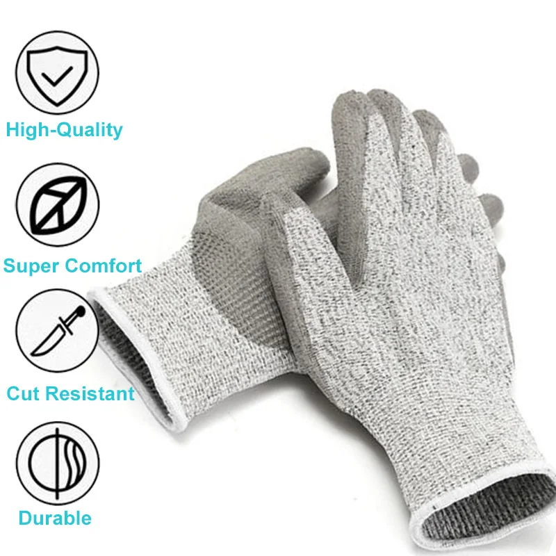 

100% High Quality Industry Cut Resistant HPPE Fibre Level 5 Protective Gloves with PU Dipped Palm Safety Work Glove