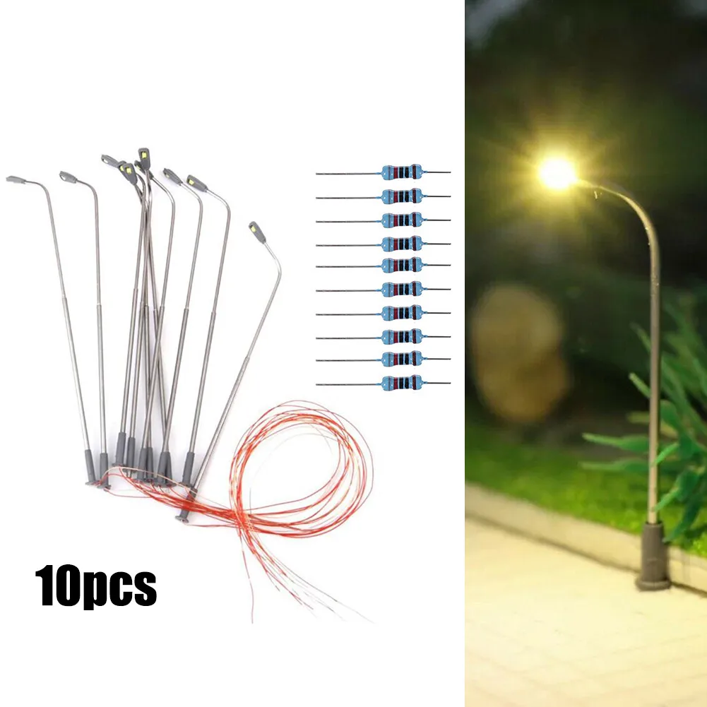 10 szt. Lampka w skali OO lub w skali HO nowoczesna lampa światła uliczne światła uliczne 10cm Model linii kolejowych dla dekoracje dla domu Diy