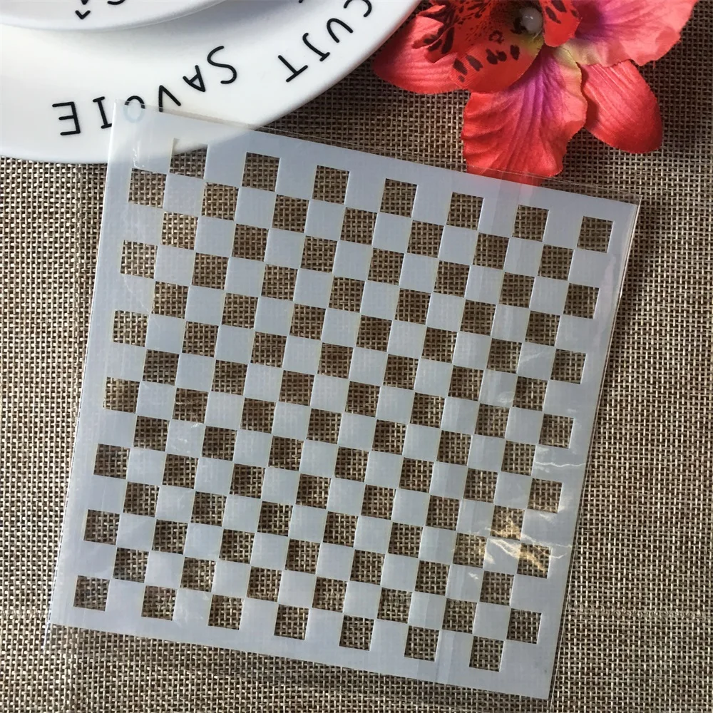 9Pcs/Set 5" Block Board Grid Texture DIY Layering Stencils Painting Scrapbook Coloring Embossing Album Decorative Card Template