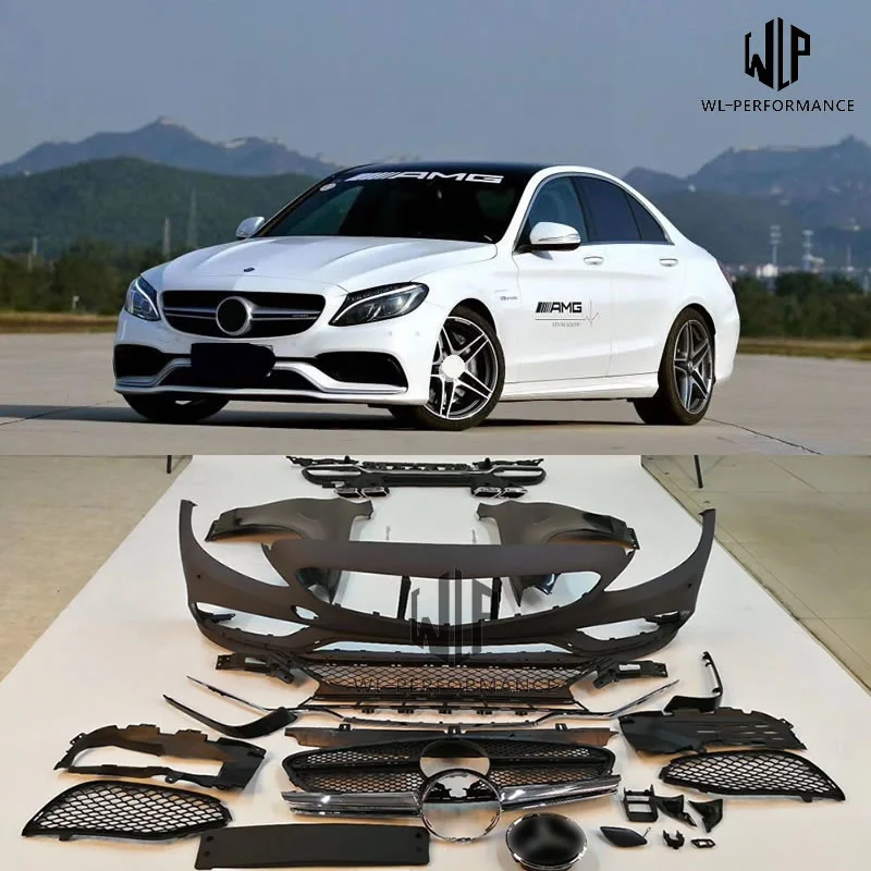 

W205 Pp Unpainted Car Body Kit Front Bumper Rear Bumper Fender Front Grill for Mercedes Benz W205 C300 C63 Amg 14-up