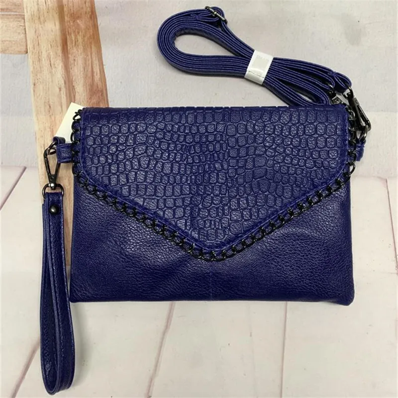 Casual Crossbody Bag Female Shoulder Messenger Bags Black PU Leather 2023 Trend Women Stone Print Chain Envelope Clutch Purses