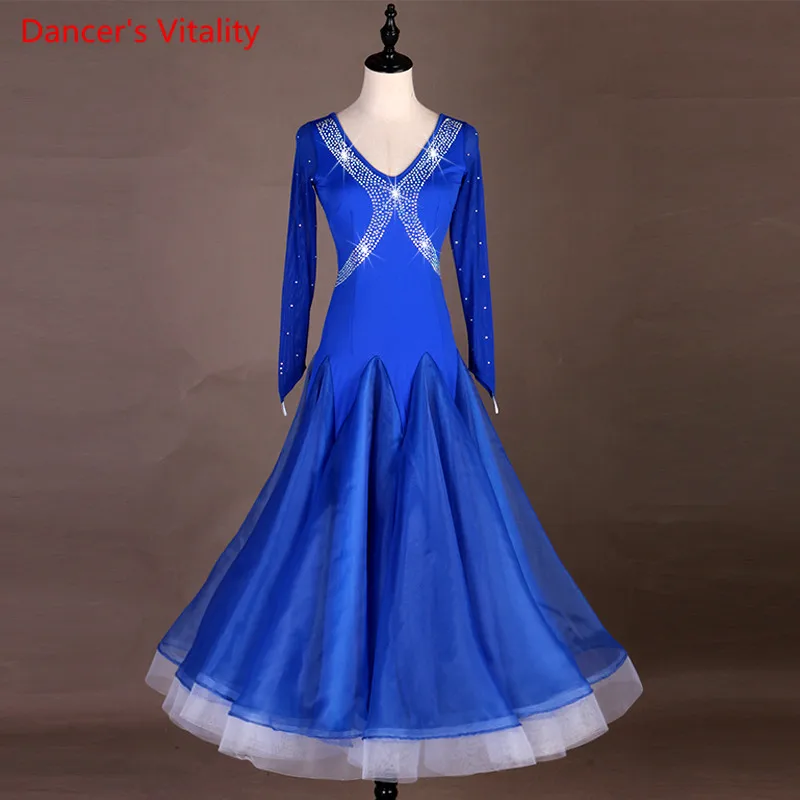 Novo vestido de dança de dança de dança padrão de dança de valsa feminino vestido de dança de dança traje de dança de salão de baile roupas de dança de flamenco