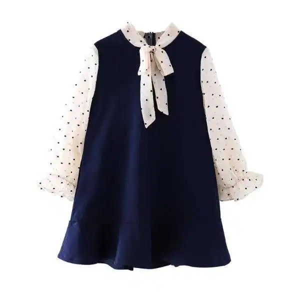 School Girls Dresses Age For 4 5 6 7 8 9 10 11 12 13 Years Old Teenage Party Children Chiffon Polka Dot Ruffles Dress for Girls