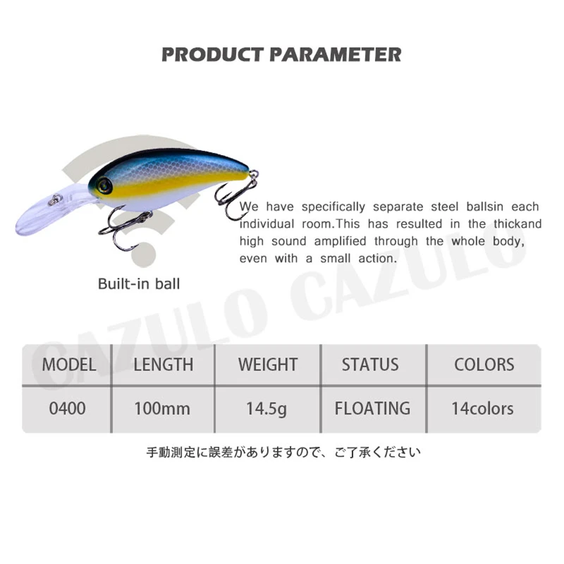 Crankbait Phụ Kiện Câu Cá Dụ Cau Nhân Tạo Trọng Lượng 14.5G 10Cm Peche En Mer Nổi Wobblers Biển Bass Đuôi Cá leurre