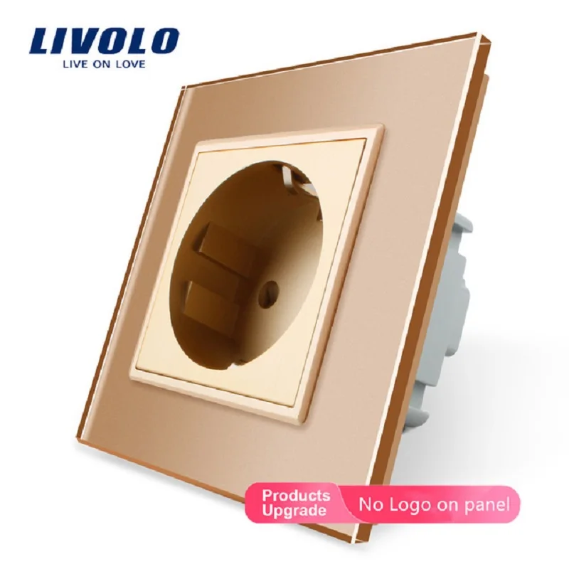 Livolo EU Standard Power Socket, White Crystal Glass Panel, AC 110~250V 16A Wall Power Socket, VL-C7C1EU-11, Free Shipping