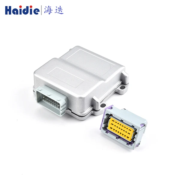 

Free shipping 24pin grey male female ECU generator controller modified plug FCI circuit connector with 24p Aluminum box