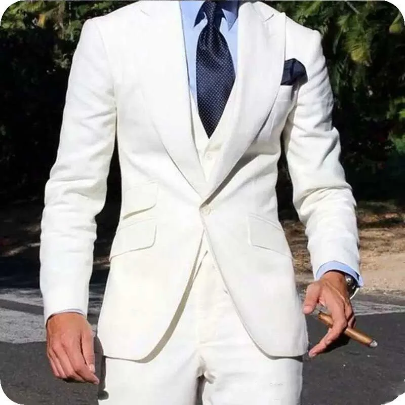 New Design Classic Men Suits Slim Fit Groom Tuxedo for Wedding Groomsmen Male Suit Formal Business 3 Pieces (Blazer+Vest+Pants)
